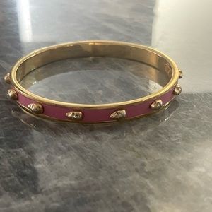 Alexander McQueen Skull Gold & Pink Bangle Bracelet